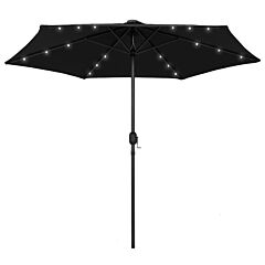 Parasol with LED Lights and Aluminium Pole 270 cm Black