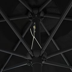 Parasol with LED Lights and Aluminium Pole 270 cm Black
