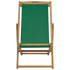 Folding Beach Chair Solid Teak Wood Green