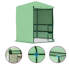 Greenhouse with Shelves Steel 227x223 cm