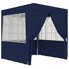 Professional Party Tent with Side Walls 2,5x2,5 m Blue 90 g/m²