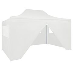 Foldable Party Tent with 4 Sidewalls 3x4.5 m White