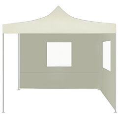 Professional Folding Party Tent with 2 Sidewalls 2x2 m Steel Cream