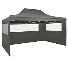 Professional Folding Party Tent with 3 Sidewalls 3x4 m Steel Anthracite