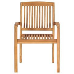 Stacking Garden Dining Chairs 2 pcs Solid Teak Wood