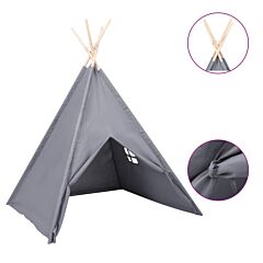 Children Teepee Tent with Bag Peach Skin Grey 120x120x150 cm