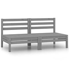 Garden Middle Sofas 2 pcs Grey Solid Pinewood