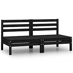Garden Middle Sofas 2 pcs Black Solid Pinewood