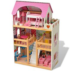 vidaXL 3-Storey Dollhouse Wood 60x30x90 cm