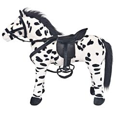 vidaXL Standing Plush Toy Horse Black and White XXL