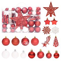 vidaXL 108 Piece Christmas Bauble Set Red and White