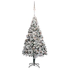 vidaXL Artificial Christmas Tree LEDs&Ball Set&Flocked Snow Green 400cm