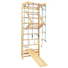 Indoor Climbing Playset with Ladders Rings Slide Wood