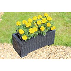 BR Garden Black Small Wooden Planter - 50x22x23 (cm) great for Balconies and Small Herb Gardens  + Free Gift