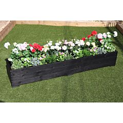 BR Garden Black Wooden Planter 2m Length - 200x44x33 (cm) great for Bedding plants and Flowers + Free Gift