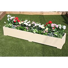BR Garden Cream Wooden Planter 2m Length - 200x44x33 (cm) great for Bedding plants and Flowers + Free Gift