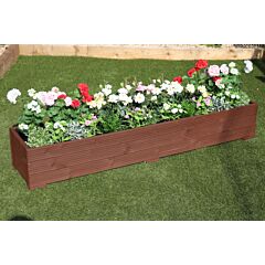BR Garden Brown Wooden Planter 2m Length - 200x44x33 (cm) great for Bedding plants and Flowers + Free Gift