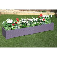 BR Garden Purple Wooden Planter 2m Length - 200x44x33 (cm) great for Bedding plants and Flowers + Free Gift
