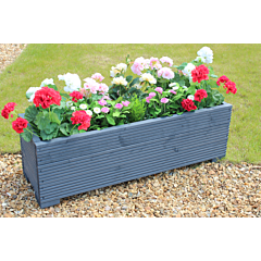 BR Garden Grey 1m Length Wooden Planter Box - 100x32x33 (cm) great for Patios and Decking + Free Gift