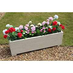 BR Garden Cream 1m Length Wooden Planter Box - 100x32x33 (cm) great for Patios and Decking + Free Gift
