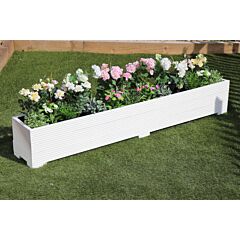 BR Garden White Wooden Planter 2m Length - Wooden Planter 2m Length great for Patios and Decking + Free Gift
