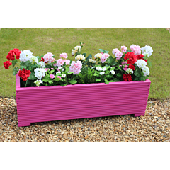 BR Garden Pink 1m Length Wooden Planter Box - 100x32x33 (cm) great for Patios and Decking + Free Gift