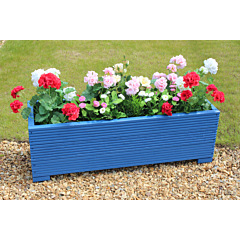 BR Garden Blue 1m Length Wooden Planter Box - 100x32x33 (cm) great for Patios and Decking + Free Gift