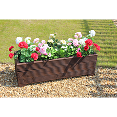 BR Garden Brown 1m Length Wooden Planter Box - 100x32x33 (cm) great for Patios and Decking + Free Gift