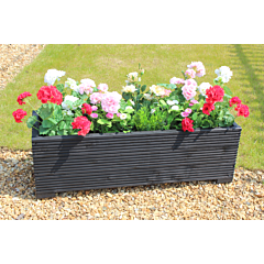 BR Garden Black 1m Length Wooden Planter Box - 100x32x33 (cm) great for Patios and Decking + Free Gift