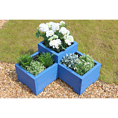 Blue Wooden Tiered Corner Planter - 60x60x33 (cm) great for Balconies and Small Herb Gardens