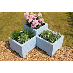 Light Blue Wooden Tiered Corner Planter - 60x60x33 (cm) great for Balconies and Small Herb Gardens
