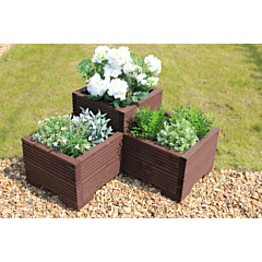 Brown Wooden Tiered Corner Planter - 60x60x33 (cm) great for Balconies and Small Herb Gardens