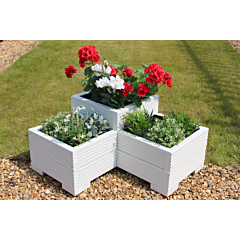 White Wooden Tiered Corner Planter - 60x60x33 (cm) great for Balconies and Small Herb Gardens