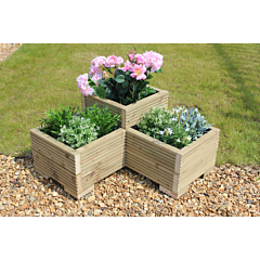 Pine Wooden Tiered Corner Planter - 60x60x33 (cm) great for Balconies and Small Herb Gardens