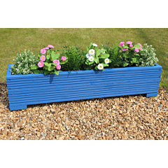 100x22x23 wooden planter painted in Barleywood Blue