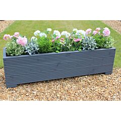 BR Garden Grey 4ft Wooden Trough Planter - 120x32x33 (cm) great for Patios and Decking + Free Gift