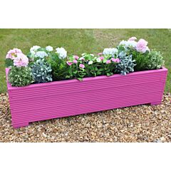 BR Garden Pink 4ft Wooden Trough Planter - 120x32x33 (cm) great for Patios and Decking + Free Gift