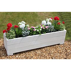 BR Garden White 4ft Wooden Trough Planter - 120x32x33 (cm) great for Patios and Decking + Free Gift