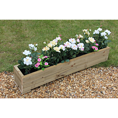 BR Garden Pine Decking 4ft Wooden Trough Planter - 120x22x23 (cm) great for Balconies and Small Herb Gardens  + Free Gift