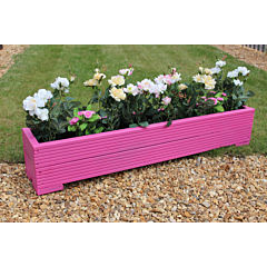 BR Garden Pink 4ft Wooden Trough Planter - 120x22x23 (cm) great for Balconies and Small Herb Gardens  + Free Gift