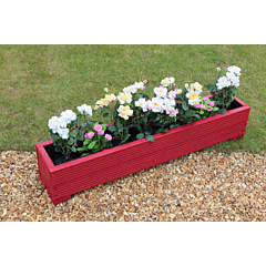 Red 4ft Wooden Trough Planter - 120x22x23 (cm) great for Balconies and Small Herb Gardens