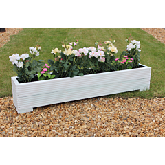 BR Garden White 4ft Wooden Trough Planter - 120x22x23 (cm) great for Balconies and Small Herb Gardens  + Free Gift