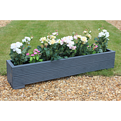 BR Garden Grey 4ft Wooden Trough Planter - 120x22x23 (cm) great for Balconies and Small Herb Gardens  + Free Gift