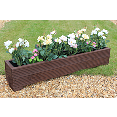 BR Garden Brown 4ft Wooden Trough Planter - 120x22x23 (cm) great for Balconies and Small Herb Gardens  + Free Gift