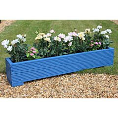 BR Garden Blue 4ft Wooden Trough Planter - 120x22x23 (cm) great for Balconies and Small Herb Gardens  + Free Gift