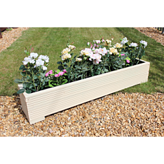 BR Garden Cream 4ft Wooden Trough Planter - 120x22x23 (cm) great for Balconies and Small Herb Gardens  + Free Gift