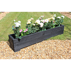 Black 4ft Wooden Trough Planter - 120x22x23 (cm) great for Balconies and Small Herb Gardens