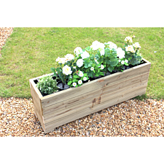 BR Garden Pine Decking 4ft Wooden Trough Planter - 120x32x43 (cm) great for Screening and Flowers + Free Gift