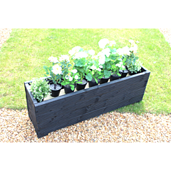 BR Garden Black 4ft Wooden Trough Planter - 120x32x43 (cm) great for Screening and Flowers + Free Gift