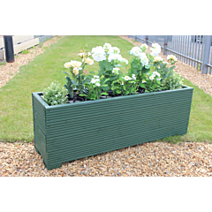 BR Garden Green 4ft Wooden Trough Planter - 120x32x43 (cm) great for Screening and Flowers + Free Gift